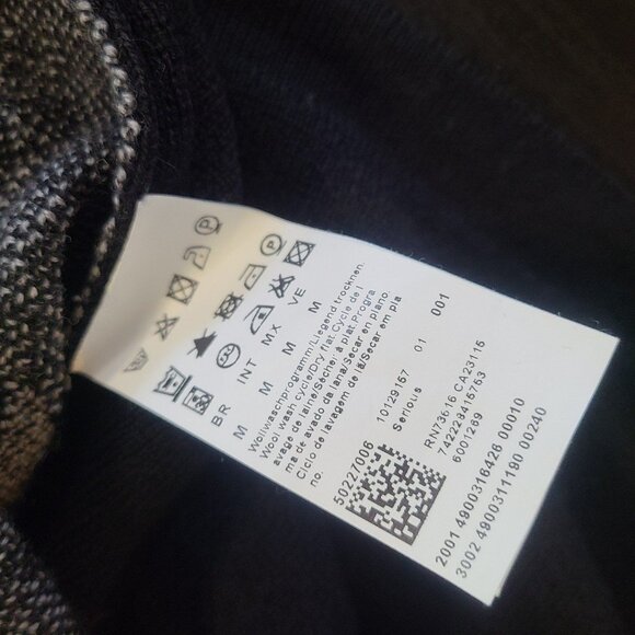 Hugo Boss Virgin Wool Houndstooth Sweater Black Gray Fade Medium - Picture 9 of 9